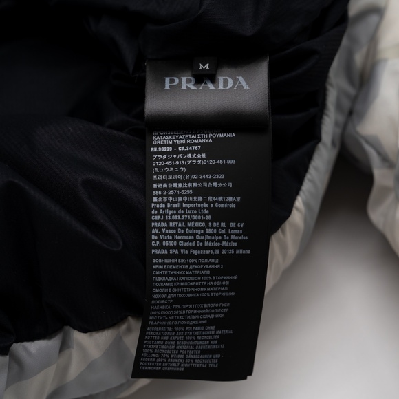 size M Prada Marble Camo Down Jacket Puffer Linea Rossa White Grey - Picture 9 of 10